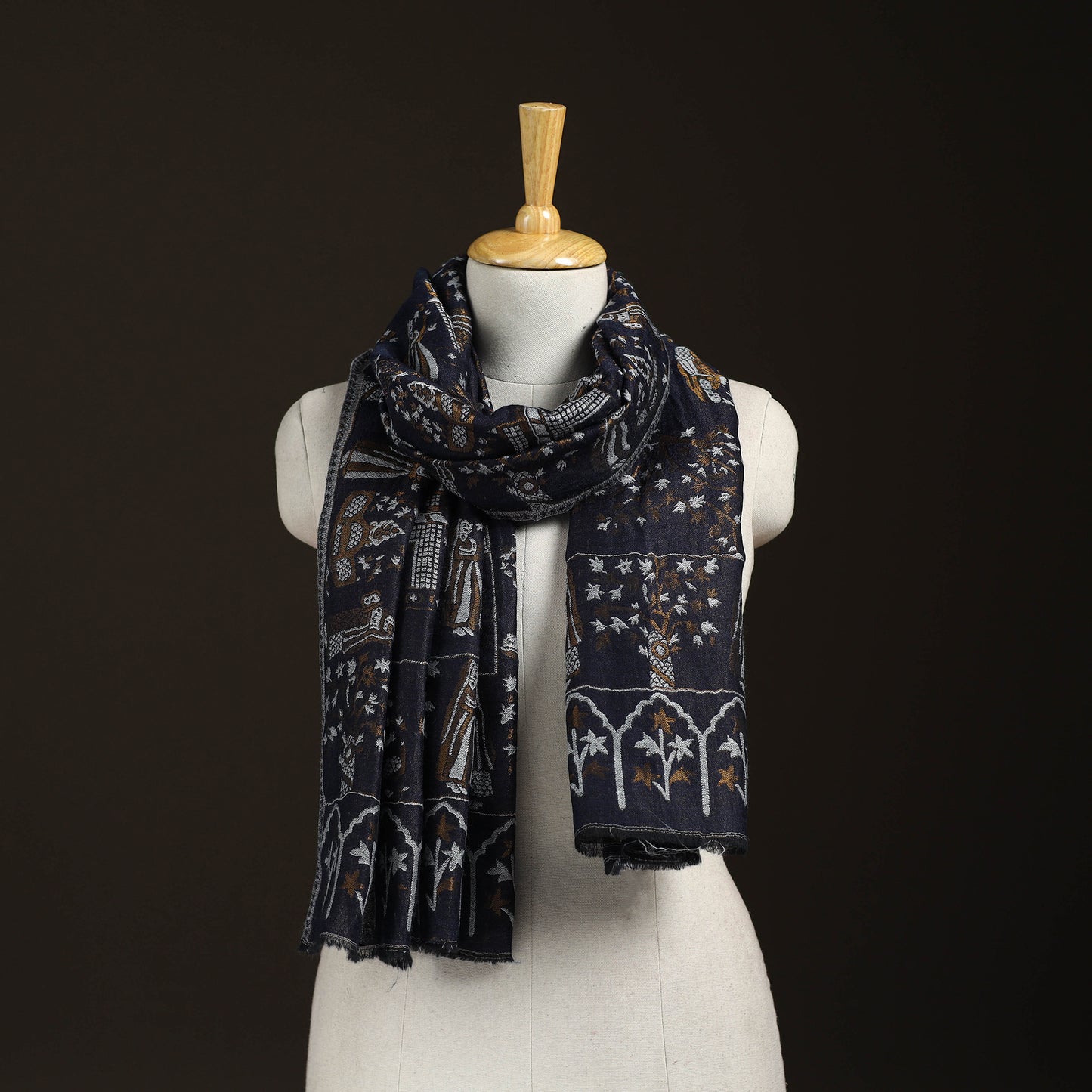 Kani Weave Zari Jaal Fine Wool Stole for Women 38