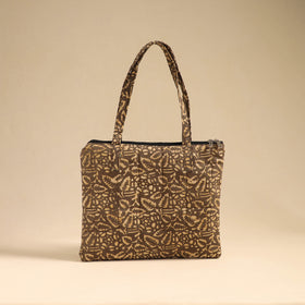 Brown Handcrafted Quilted Cotton Handbag