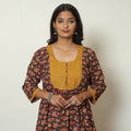 Buy Kalamkari Printed Cotton A-Line Kurta For Women