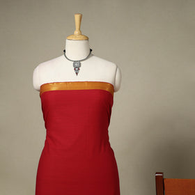 Red 3pc Cotton Unstitched Dharwad Dress Material