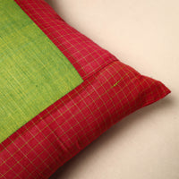 Brown - Patchwork Cotton Kanchipuram Cushion Cover (16 x 16 in)  14