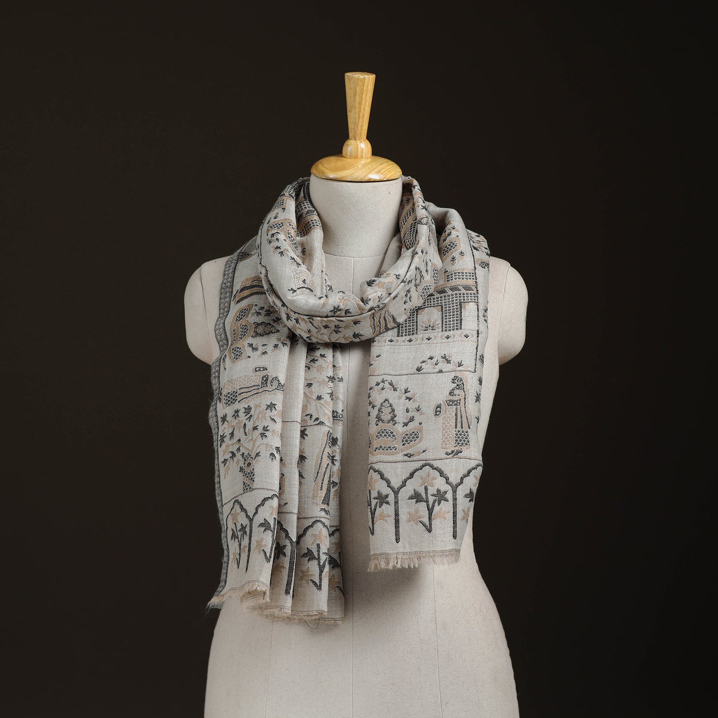 Kani Weave Zari Jaal Fine Wool Stole for Women 39