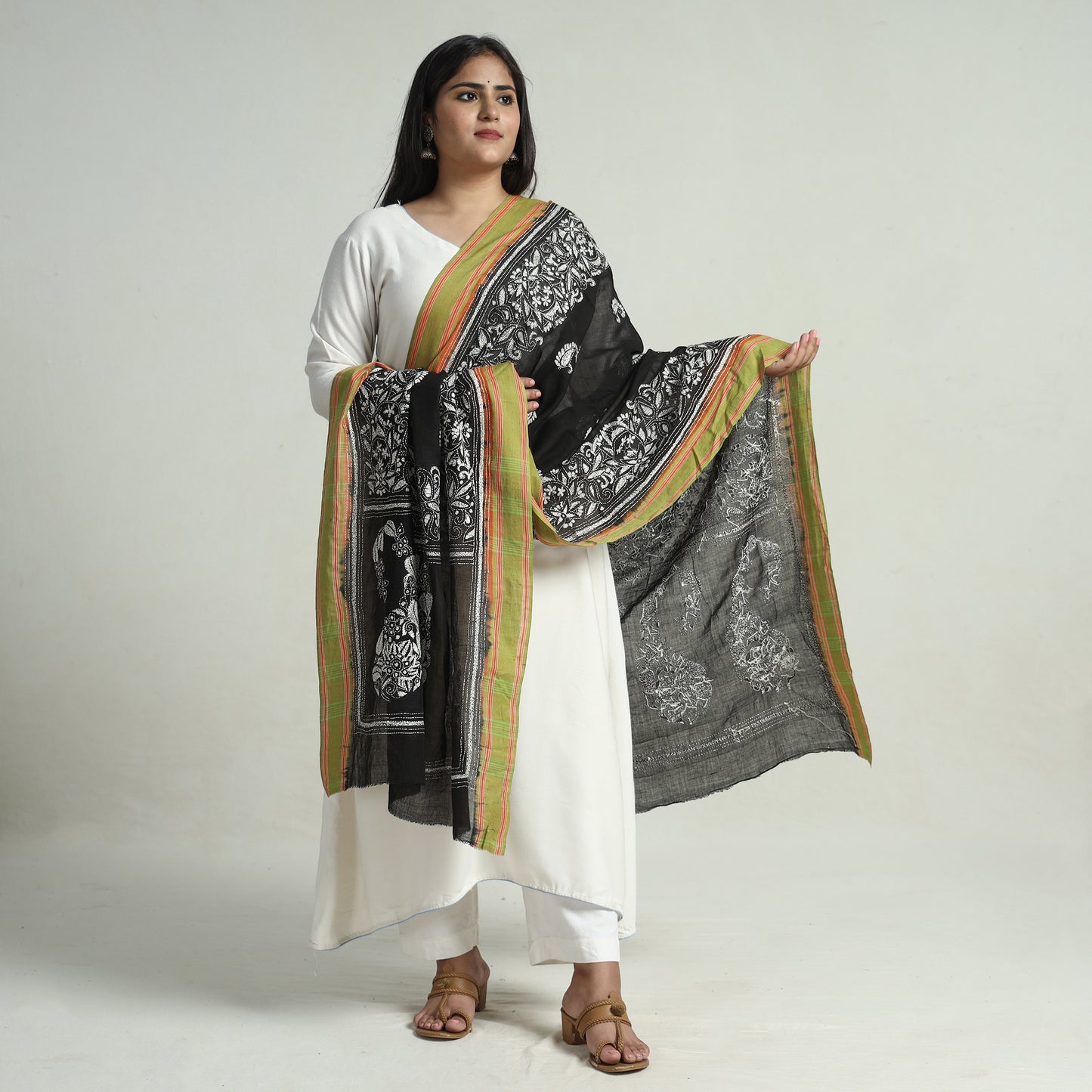 Kantha Embroidery Silk Dupatta