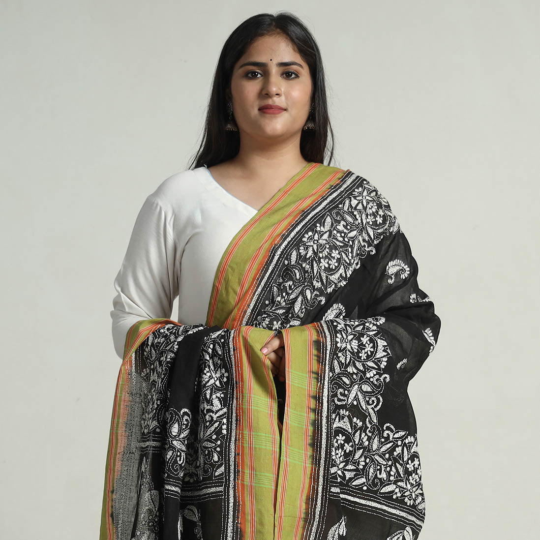 Kantha Embroidery Silk Dupatta