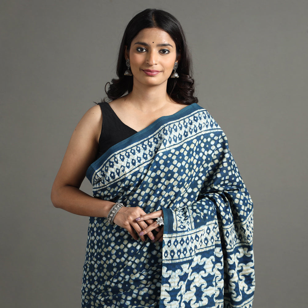 block printed saree