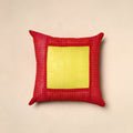 Red - patchwork cotton kanchipuram cushion cover (16 x 16
