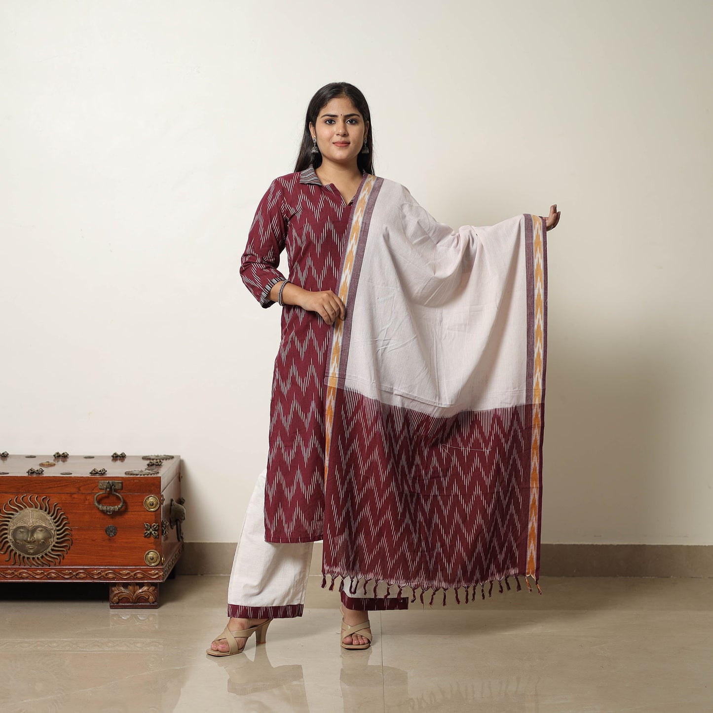 Handloom Cotton Pochampally Ikat Kurta Set 10