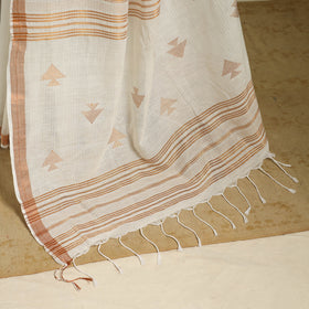 White - handloom cotton zari buti phulia jamdani saree 12