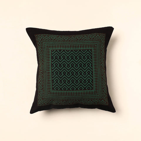 Green - Bagh Block Printed Cotton Cushion Cover (16 x 16 in) 06