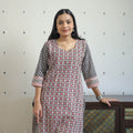 Multicolor Block Print Cotton Straight Bagh Kurta for Women