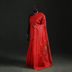 Red - Hand Embroidered Silk Saree 47