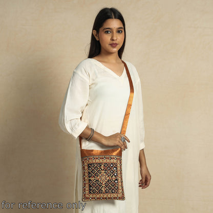 Multicolor - Kutch Neran Hand Embroidery Mashru Silk Sling Bag