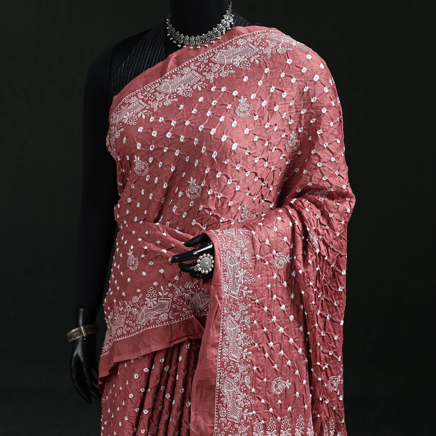 Kutch Bandhani Tie-Dye Cotton Saree 12