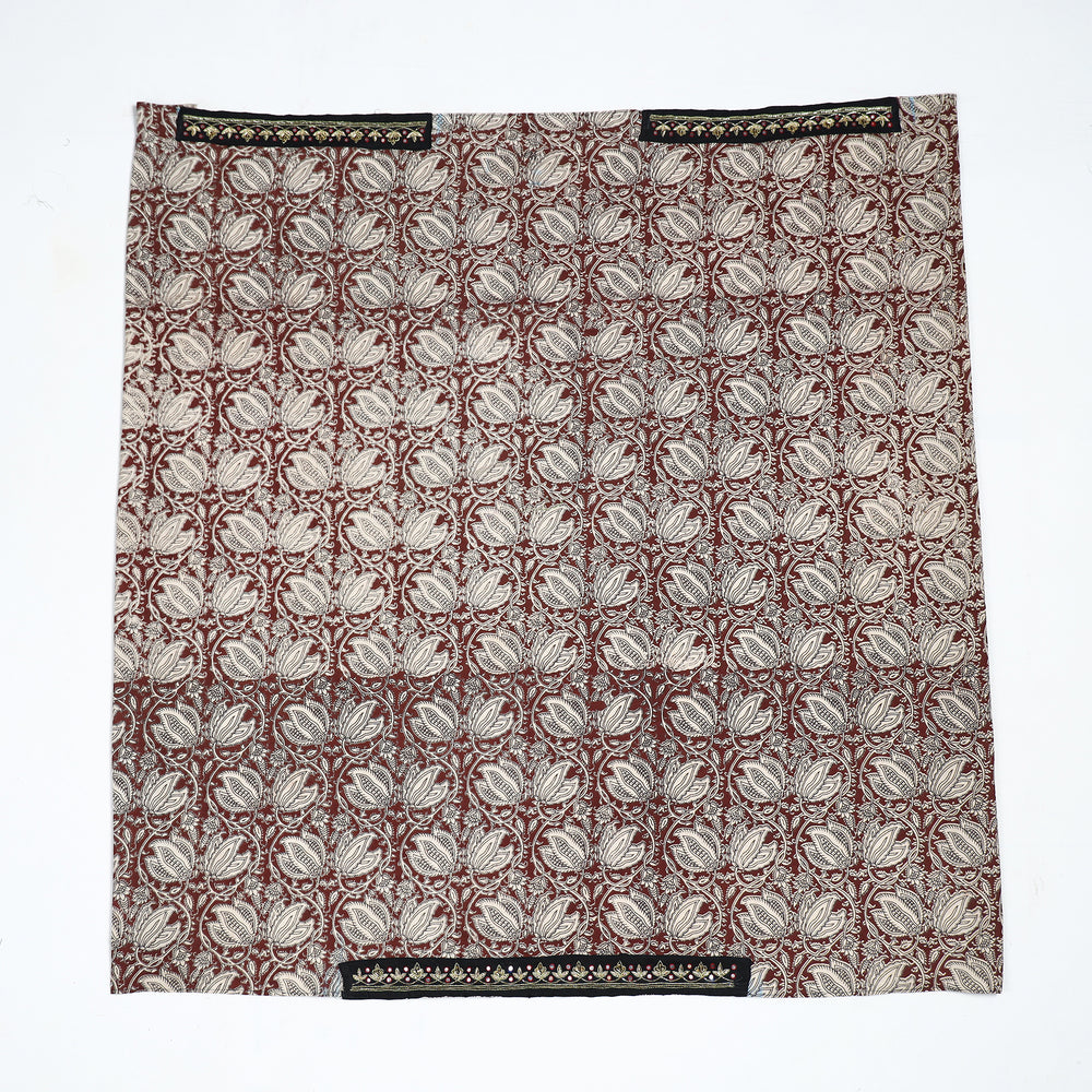 Maroon - Zardozi Hand Embroidered Kalamkari Cotton Blouse Piece 21