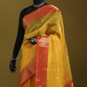 Yellow - traditional tissue zari handloom buti katan