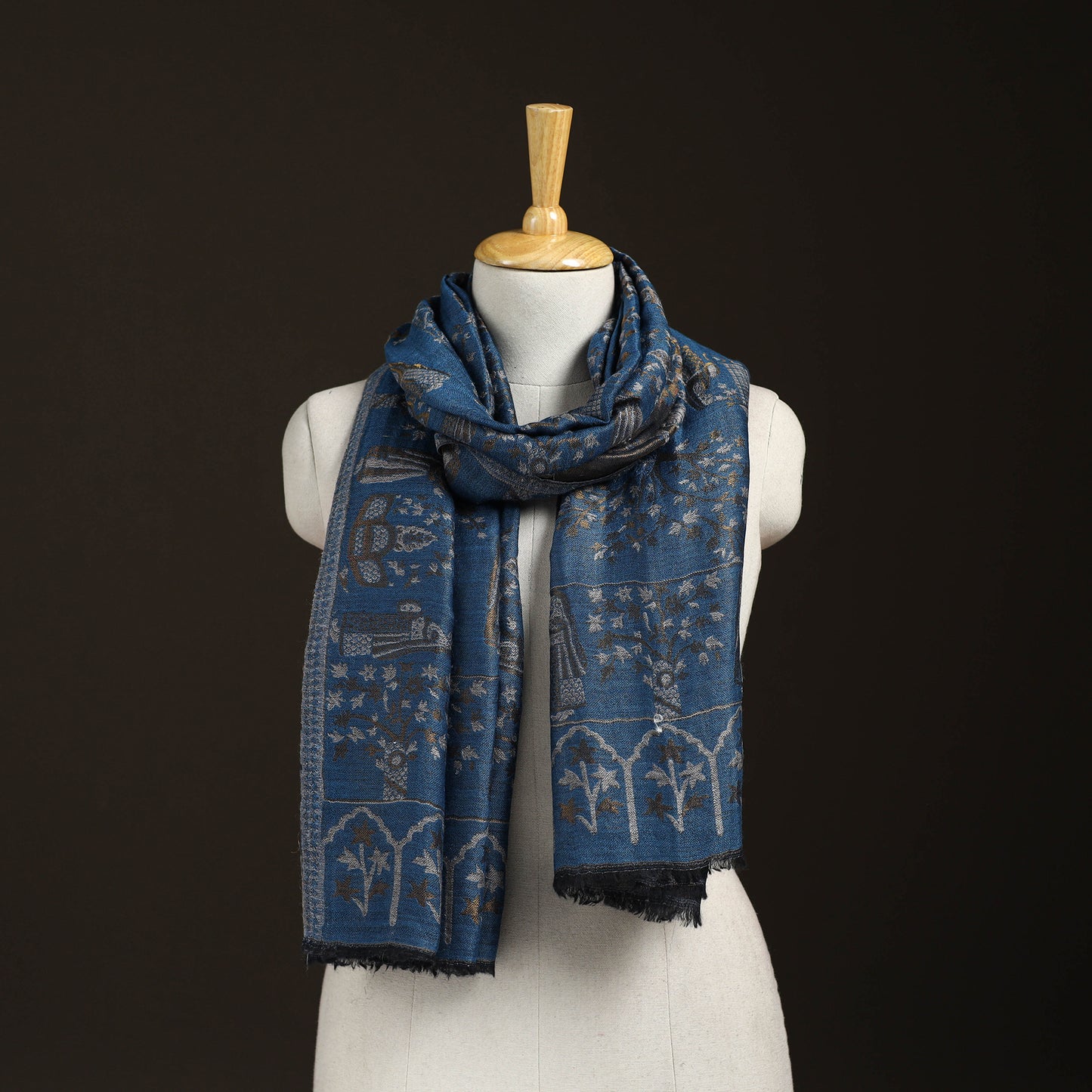Kani Weave Zari Jaal Fine Wool Stole for Women 41