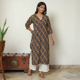 Buy Kalamkari Printed Cotton Straight Kurta For Women