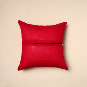 Red - patchwork cotton kanchipuram cushion cover (16 x 16