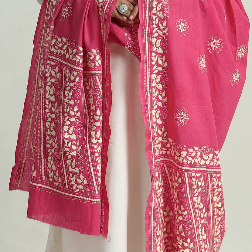 Kantha Embroidery Silk Dupatta