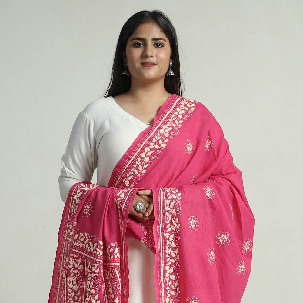 Kantha Embroidery Silk Dupatta