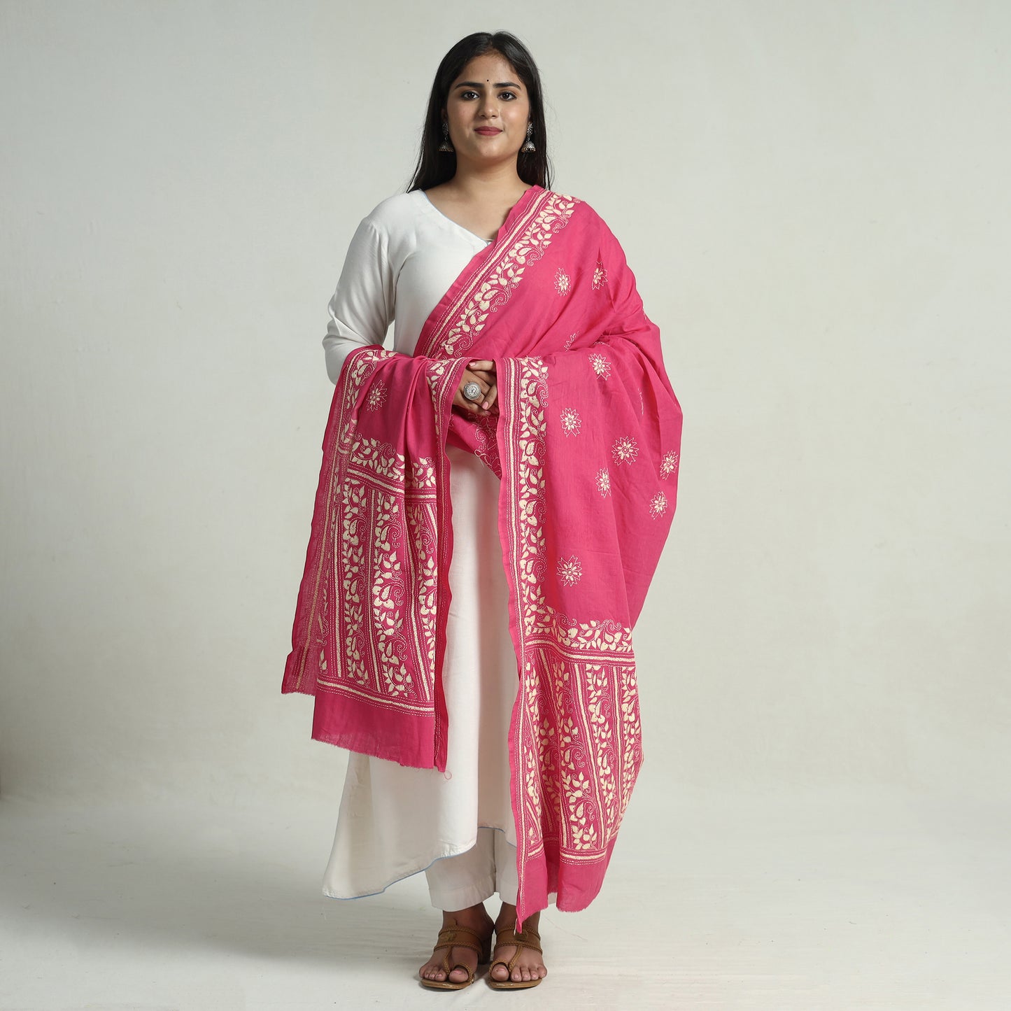 Kantha Embroidery Silk Dupatta