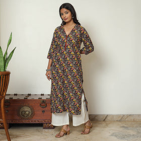 Buy Kalamkari Printed Cotton Straight Kurta For Women