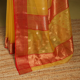 Yellow - traditional tissue zari handloom buti katan