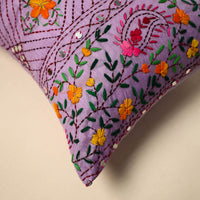 Purple - Silk Cotton Phulkari Embroidered Cushion Cover 11