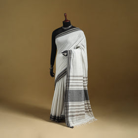 White - Bengal Handwoven Cotton Begumpuri Saree 06