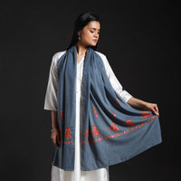 Grey - Cotton Kashida Embroidery Stole 28