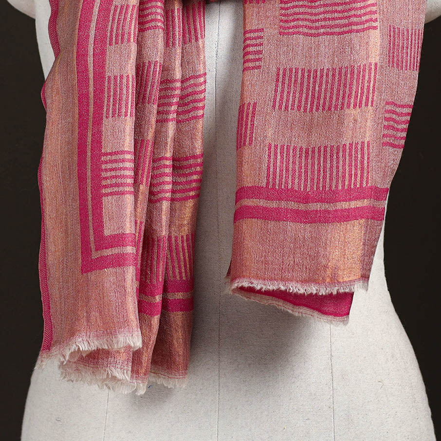 Plain Zari Weave Fine Wool Stole for Women 44