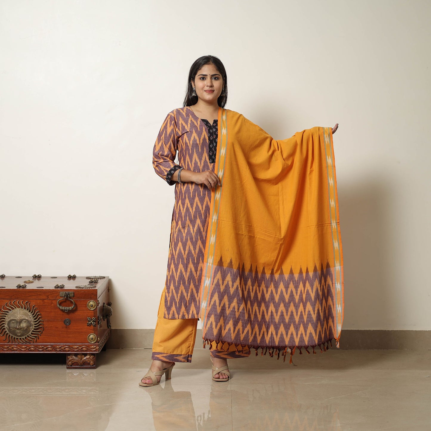 Handloom Cotton Pochampally Ikat Kurta Set 11