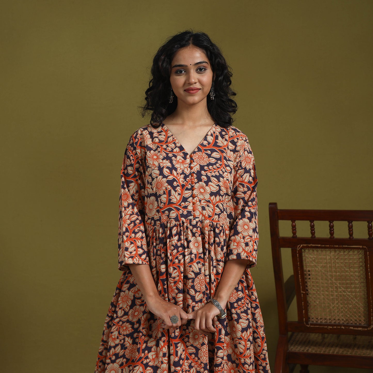 Kalamkari Printed Cotton 2pc Kurta Set for women 07
