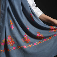 Grey - Cotton Kashida Embroidery Stole 29