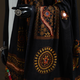 Kutch Hand Embroidered Mirror Work Printed Cotton Dupatta 13