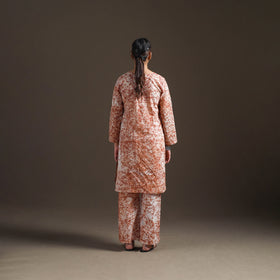 Hand Batik Print Cotton Straight Kurta with Palazzo Set for women 07