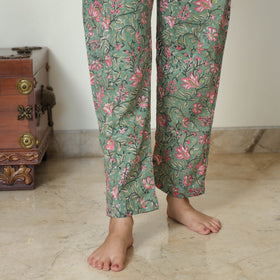 Green - Sanganeri Block Printed Cotton Night Suit Set 07