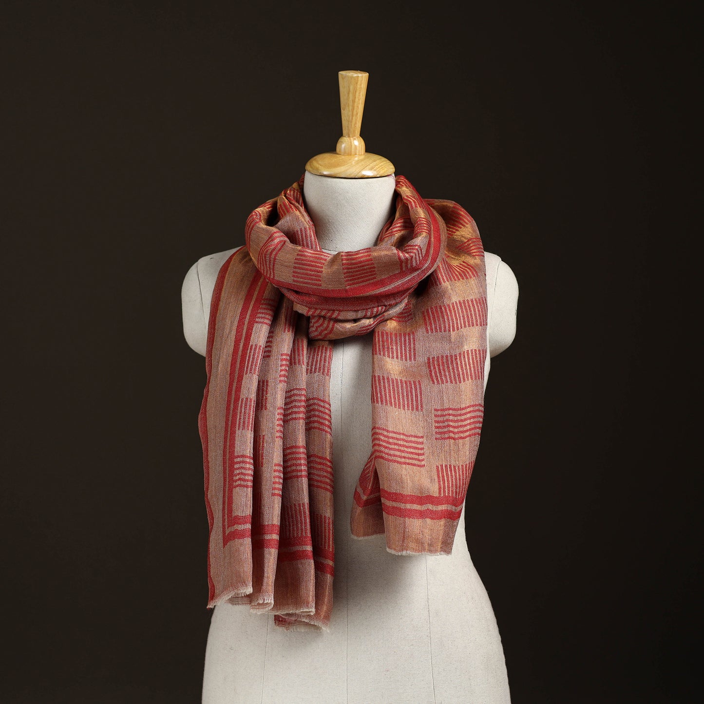 Plain Zari Weave Fine Wool Stole for Women 45