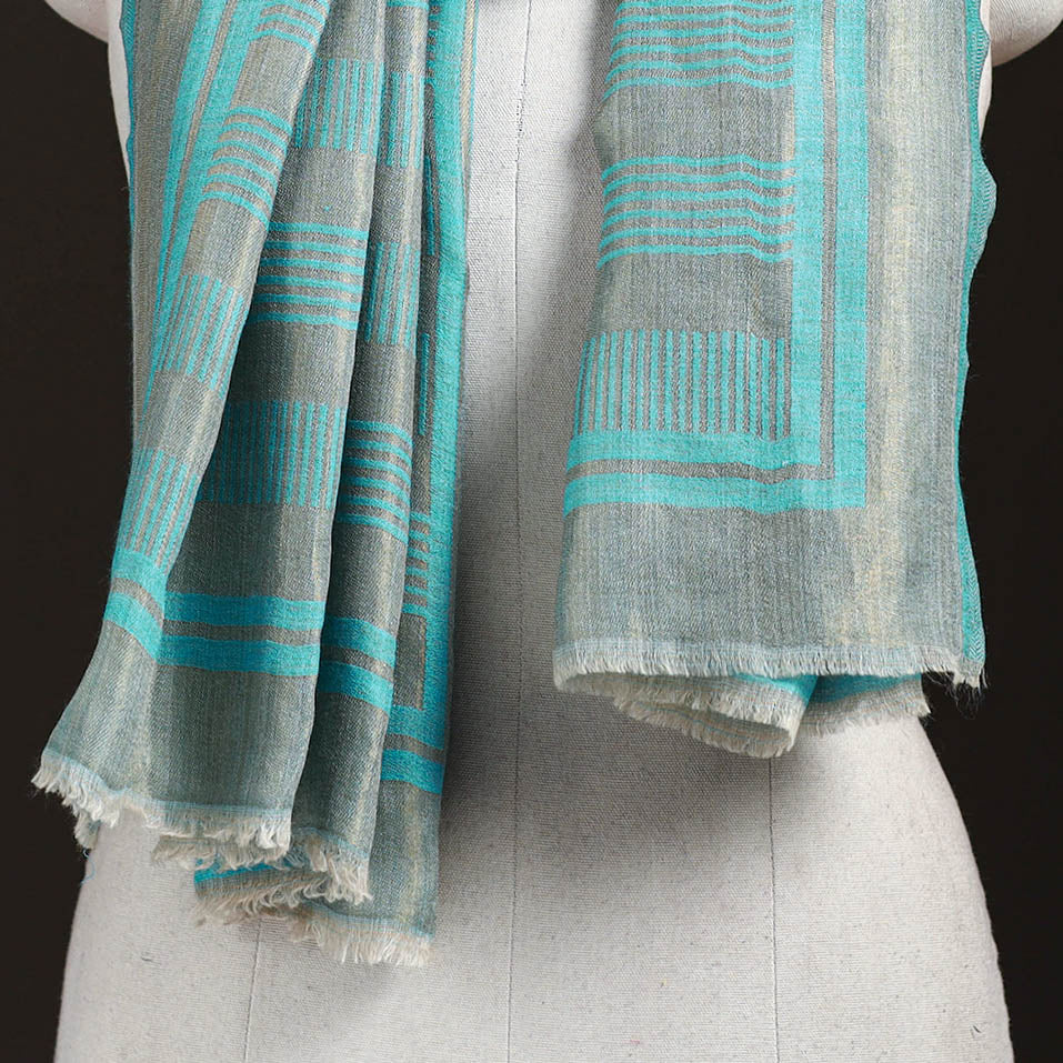 Plain Zari Weave Fine Wool Stole for Women 46