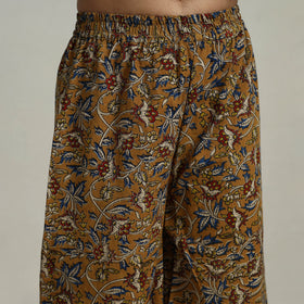 Buy Yellow Flared Cotton Block Print Kalamkari Kurta Set