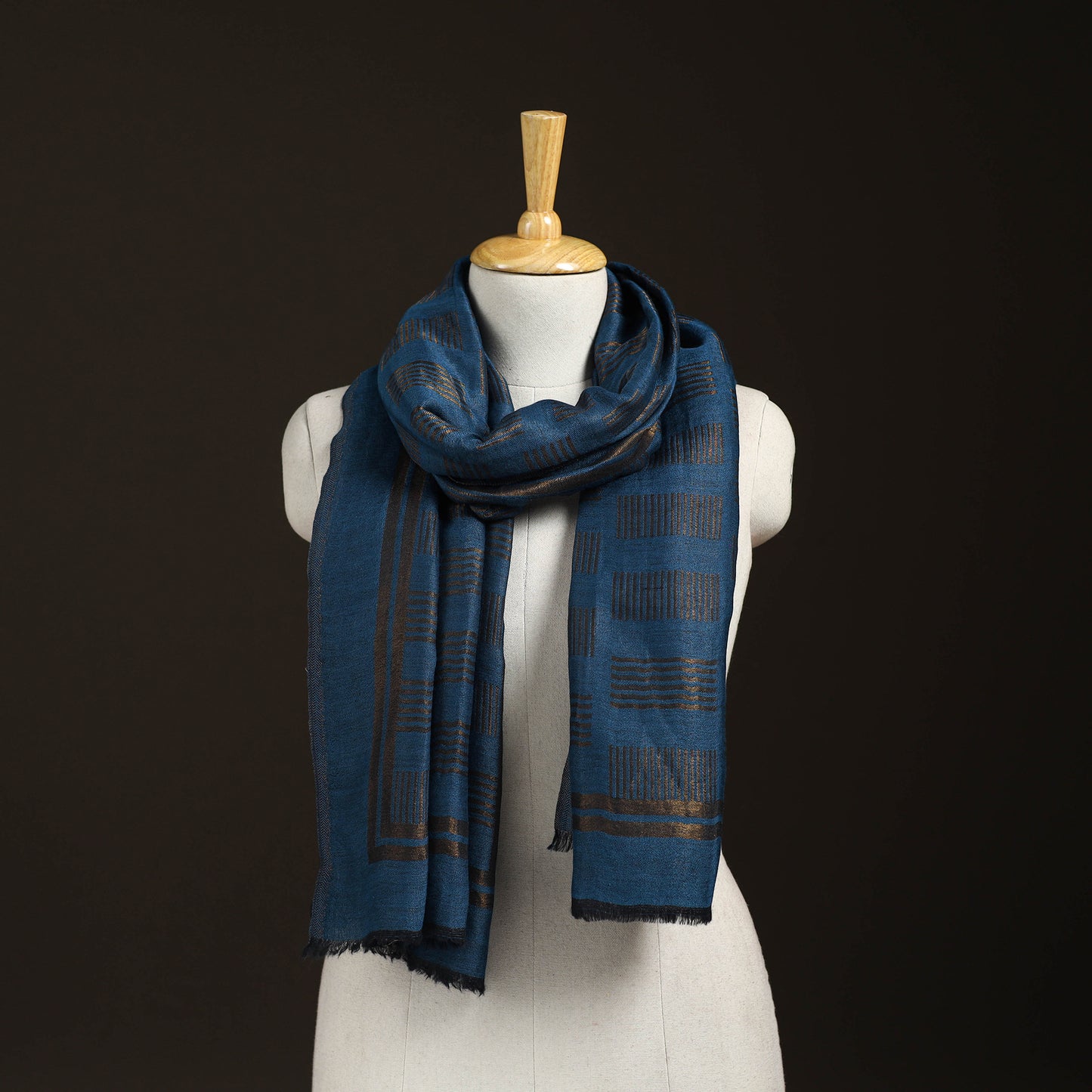 Plain Zari Weave Fine Wool Stole for Women 47