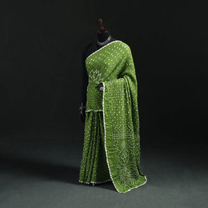 Green - Kutch Bandhani Tie-Dye Cotton Saree 25