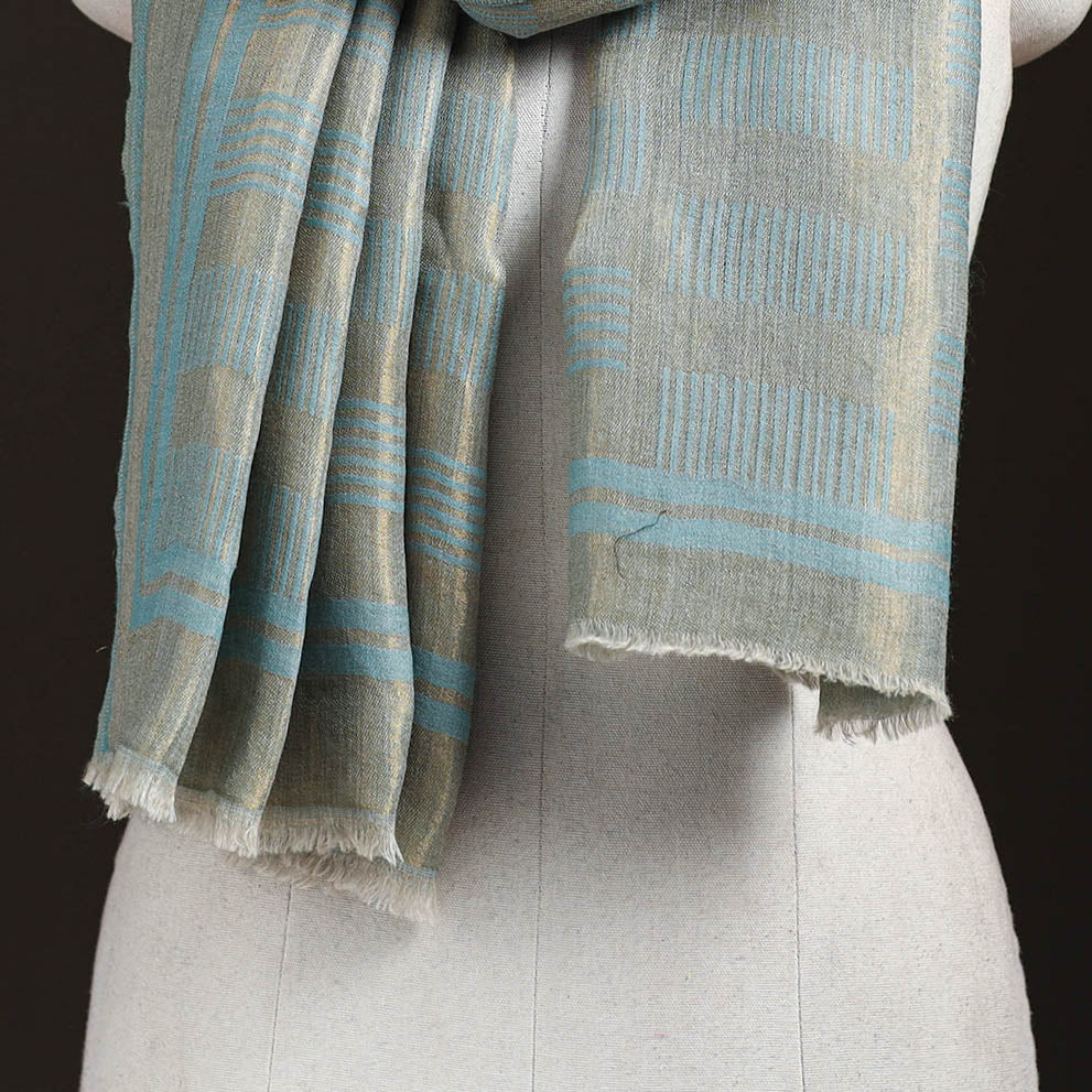 Plain Zari Weave Fine Wool Stole for Women 48