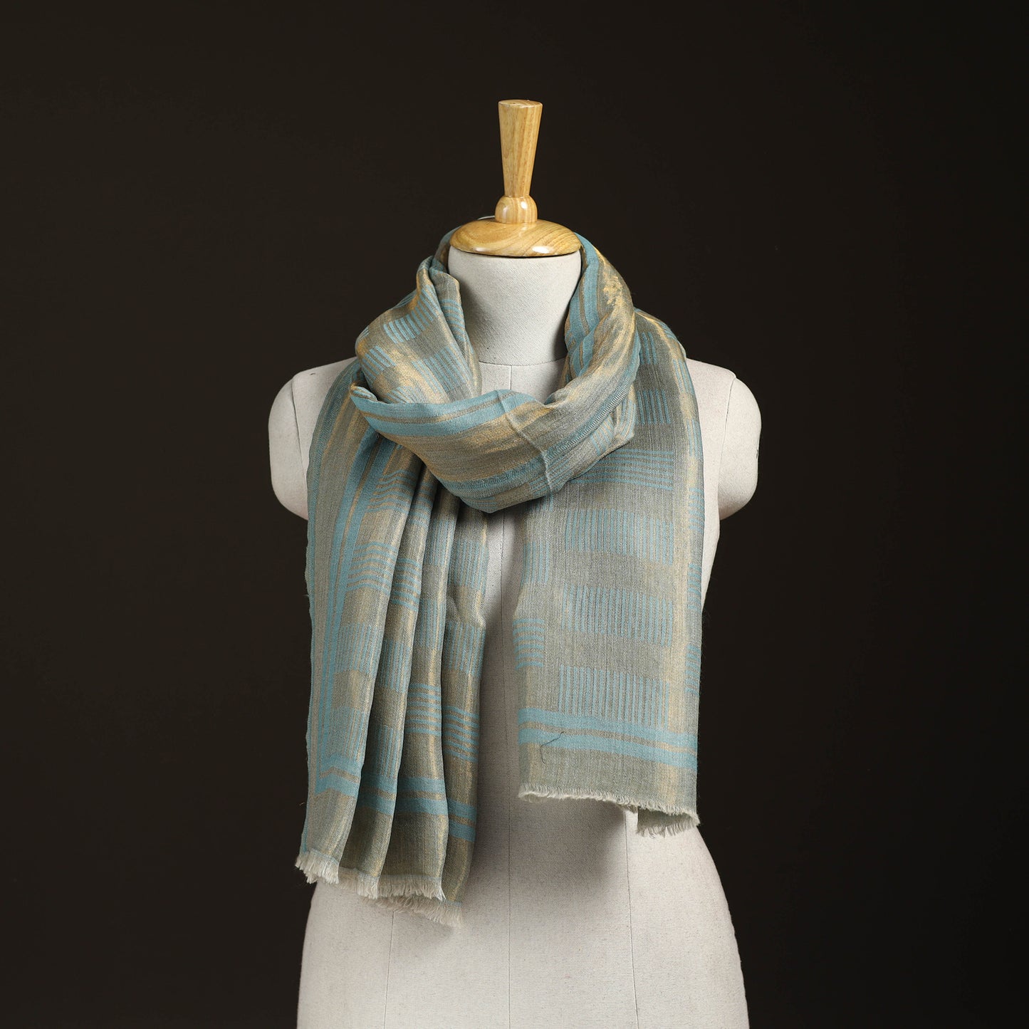 Plain Zari Weave Fine Wool Stole for Women 48