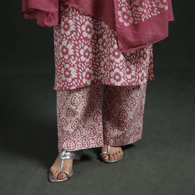 Hand Batik Print Cotton Suit Set with Dupatta for Women 13