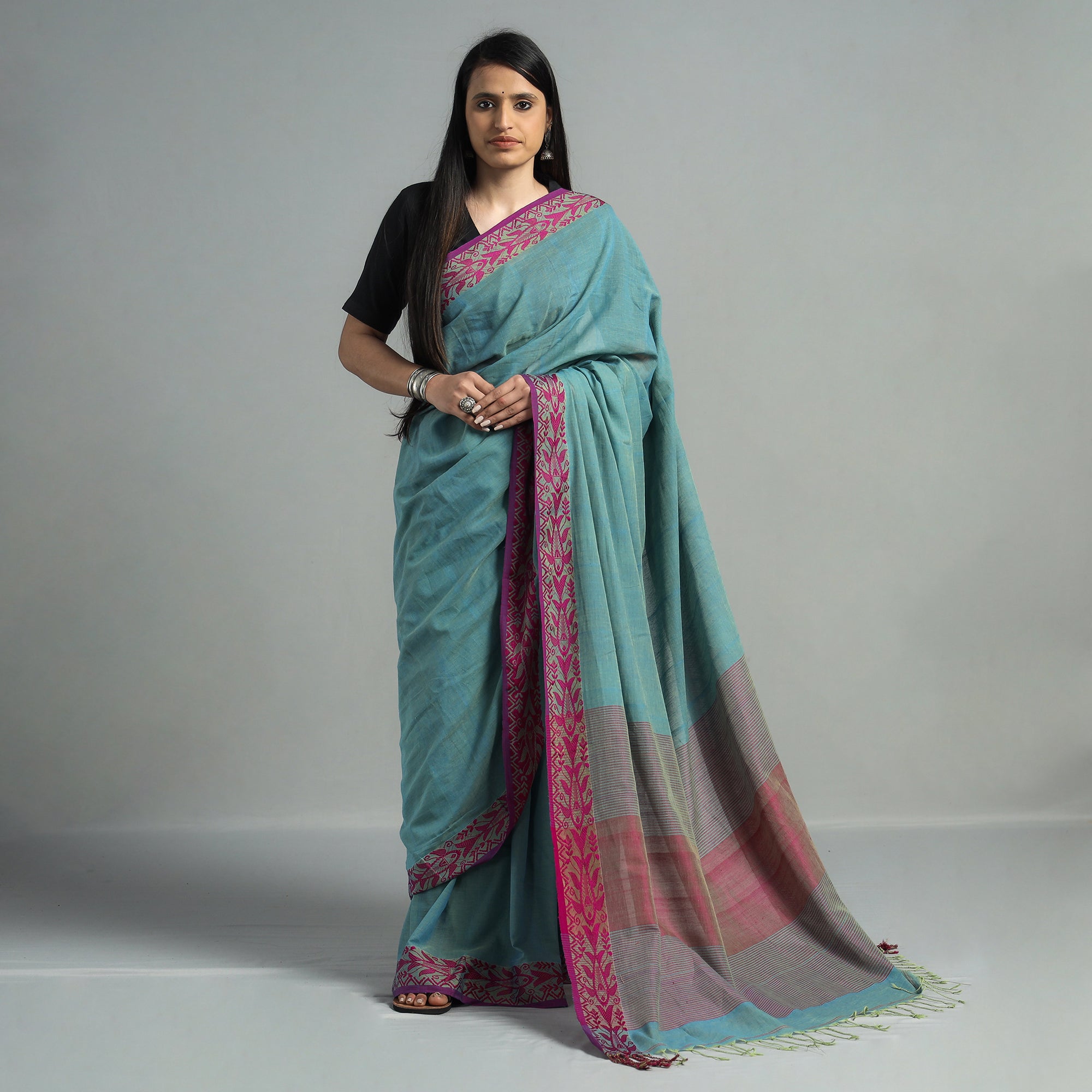 Buy Sanganeri Block Printed Soft Cotton Sarees Online at iTokri.com l iTokri  आई.टोकरी