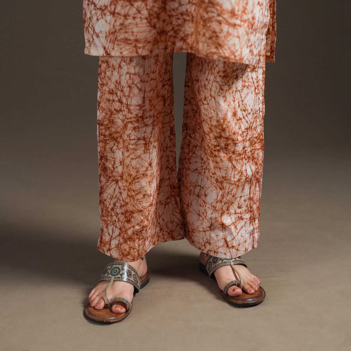 Hand Batik Print Cotton Straight Kurta with Palazzo Set for women 07