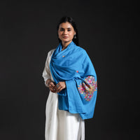 Blue - Cotton Kashida Embroidery Stole 27