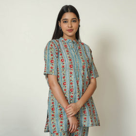 Blue - Sanganeri Block Printed Cotton Night Suit Set 09