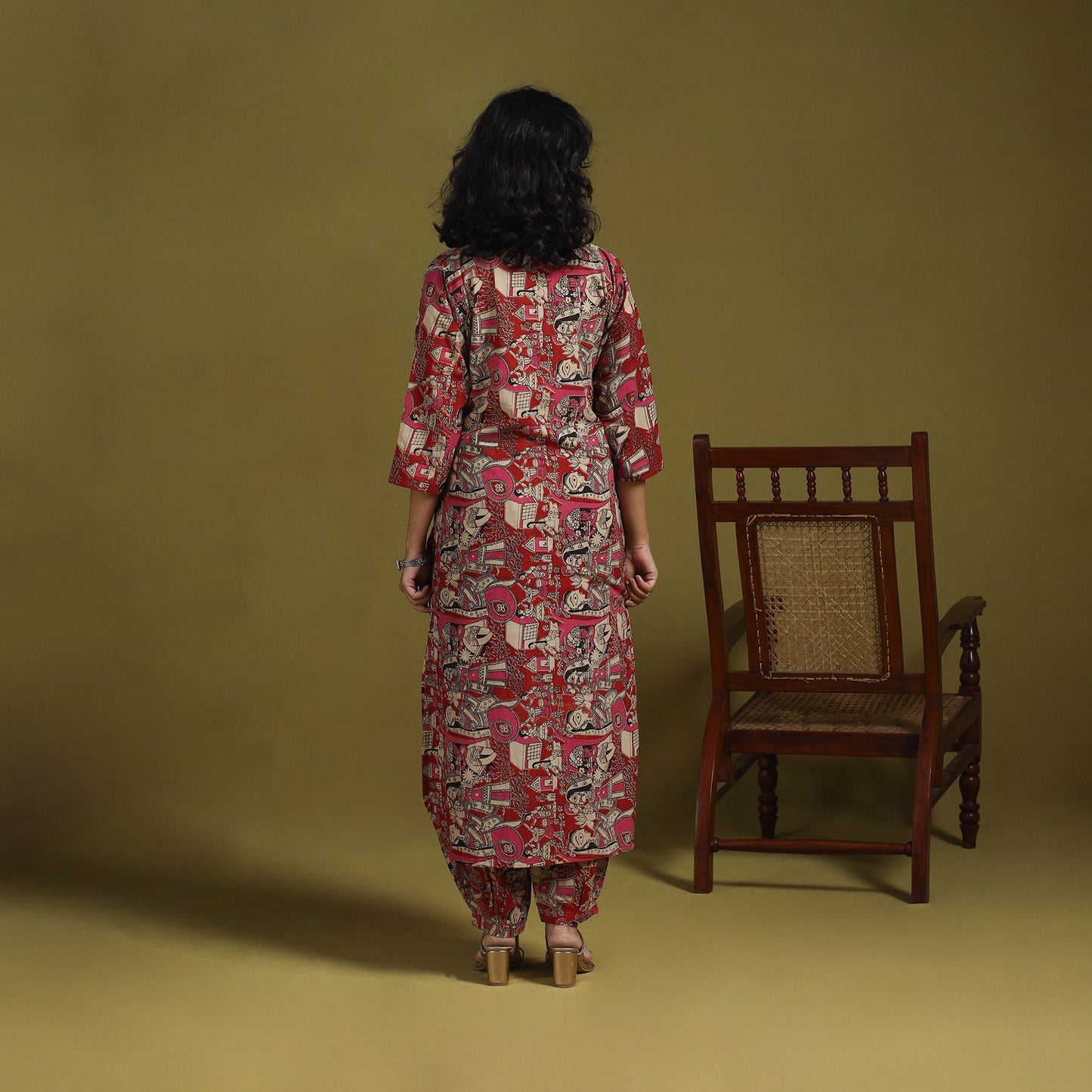 Kalamkari Printed Cotton 2pc Kurta Set for women 05